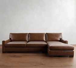 Turner Square Arm Leather Chaise Sectional (105"&ndash;129")