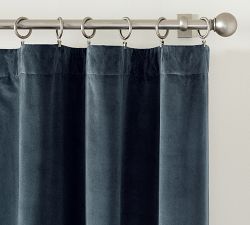Custom Velvet Twill Blackout Curtain - Steel Blue