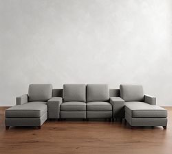 Cameron Square Arm Power Reclining Double Chaise Sectional (129"&ndash;158")