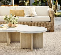Cayman Concrete &amp; Eucalyptus Round Outdoor Side Table (26")