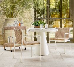 Huntington Wicker Outdoor Rolling Bar Cart (26")