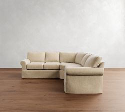 Buchanan Roll Arm Slipcovered 3-Piece L-Shaped Curved Wedge Sectional (100")