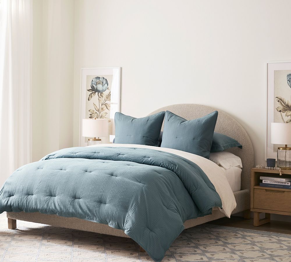 Honeycomb Cotton Comforter in Steel Blue, Size King/Cal. King