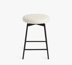 Maison Upholstered Backless Swivel Stool