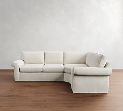 Pearce Roll Arm Slipcovered 3-Piece Wedge Sectional (122"&ndash;130")