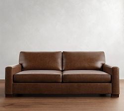 Turner Square Arm Leather Sleeper Sofa (58"&ndash;83")