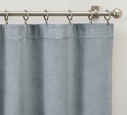 Custom Velvet Twill Blackout Curtain - Cloud Blue