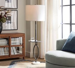 Easton Forged-Iron Floor Lamp with Tray (72")