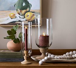 Kadence Turned Wood Hurricane Candle Holders