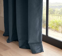 Custom Velvet Twill Blackout Curtain - Steel Blue