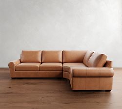 Big Sur Roll Arm Leather 3-Piece Wedge Sectional (123")