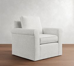 Cameron Roll Arm Slipcovered Swivel Chair