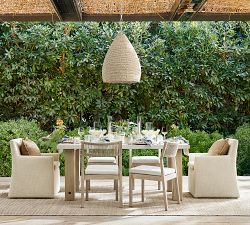 Indio Coastal Mahogany &amp; Rope Stackable Outdoor Dining Side &amp; Armchair