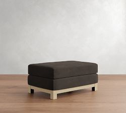 Jake Leather Seadrift Wood Base Ottoman
