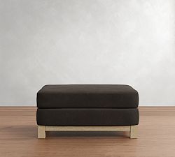 Jake Leather Seadrift Wood Base Ottoman