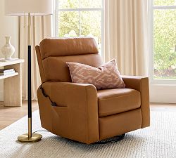 Parker Leather Power Swivel Glider Recliner with Massage &amp; Heat