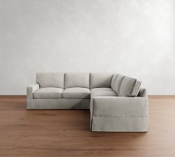 PB Comfort Square Arm Slipcovered 3-Piece L-Shaped Sectional (106")