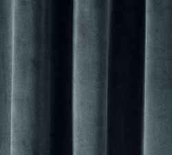 Custom Velvet Twill Blackout Curtain - Steel Blue