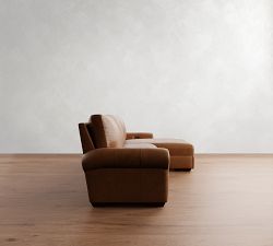 Big Sur Roll Arm Leather Power Reclining Chaise Sectional (116"-128")