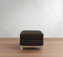 Jake Leather Seadrift Wood Base Ottoman