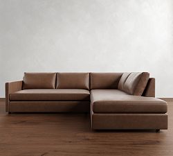 Pacifica Slim Arm Leather Return Bumper Sectional (106")