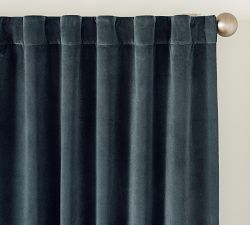 Custom Velvet Twill Blackout Curtain - Steel Blue