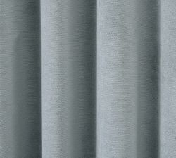 Custom Velvet Twill Blackout Curtain - Cloud Blue