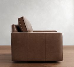 PB Comfort Square Arm Leather Swivel Chair
