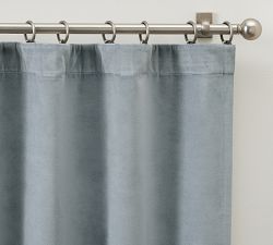 Custom Velvet Twill Blackout Curtain - Cloud Blue