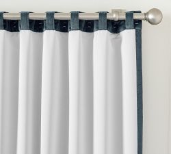 Custom Velvet Twill Blackout Curtain - Steel Blue