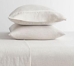 Open Box: Belgian Flax Linen Contrast Flange Sheet Set