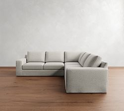 Big Sur Square Arm Slipcovered 3-Piece L-Shaped Sectional (114")