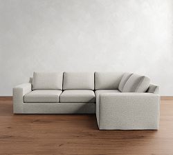 Big Sur Square Arm Slipcovered 3-Piece Sectional (114")