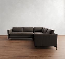 Jake Leather 3-Piece L-Shaped Sectional (108"&ndash;111")
