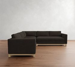 Jake Leather Seadrift Wood Base 3-Piece L-Shaped Sectional (108"-111")