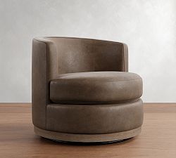 Balboa Leather Wood Base Swivel Chair