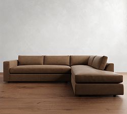 Carmel Wide Arm Leather Return Bumper Sectional (113"&ndash;125")