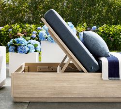 Indio Eucalyptus Modern Platform Outdoor Single Chaise Lounge