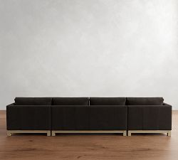 Jake Leather Seadrift Wood Base Double Chaise Sectional (145"&ndash;164")
