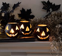 Metal Jack-O-Lantern Candle Holder