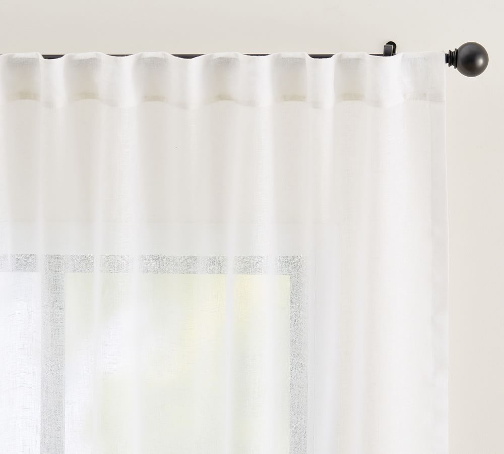 Emery Linen Sheer Curtain - White, 50" W x 84" L