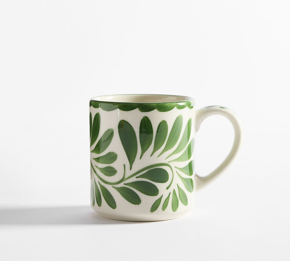 Puebla Porcelain Mugs - Set of 4 - Set of 4 - Green