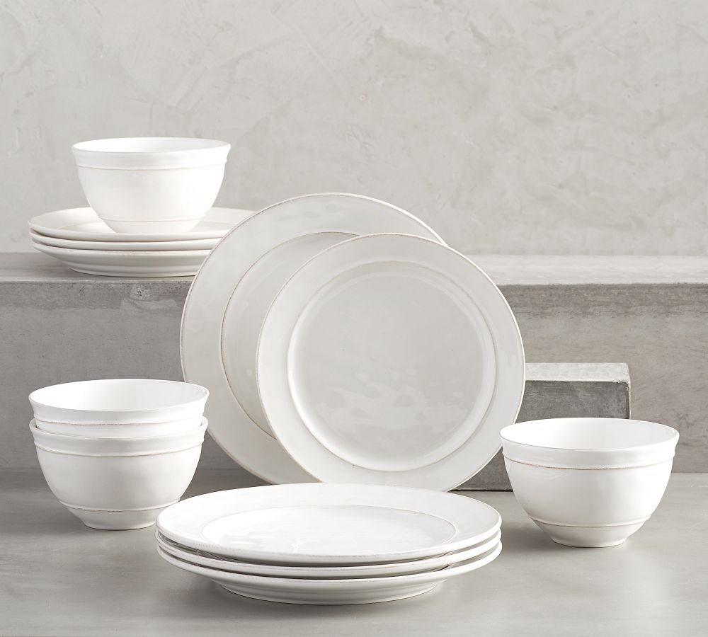 Cambria Handcrafted Stoneware Dinnerware Sets - 10 3/4" Dinner Plate with Cereal Bowl - Stone