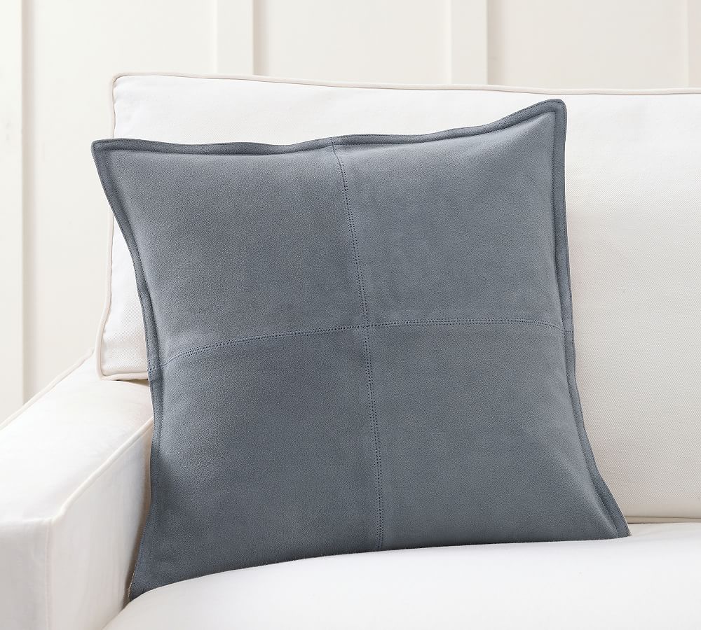 Pieced Suede Pillow - 20", Chambray