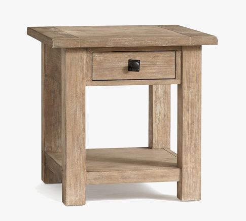 Benchwright Square Wood End Table with Drawer, Seadrift