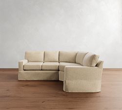 Buchanan Square Arm Slipcovered 3-Piece Curved Wedge Sectional (98")