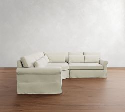 York Roll Arm Deep Seat Slipcovered 3-Piece L-Shaped Wedge Sectional (109")