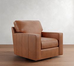 Buchanan Square Arm Leather Swivel Chair