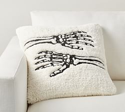 Skeleton Embroidered Sherpa Pillow