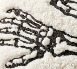 Skeleton Embroidered Sherpa Pillow